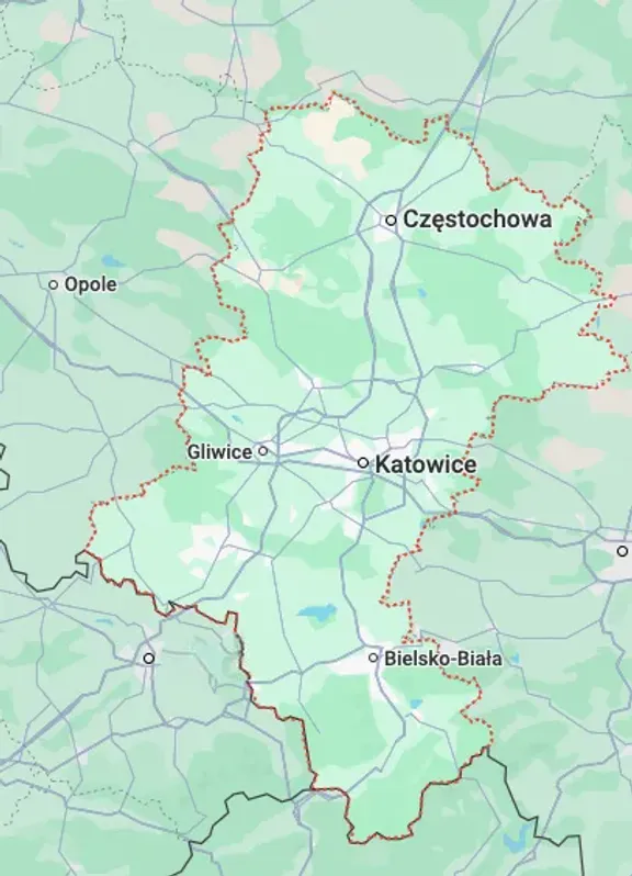 Silesia service area map